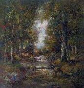 unknow artist River in a forest oil painting on canvas